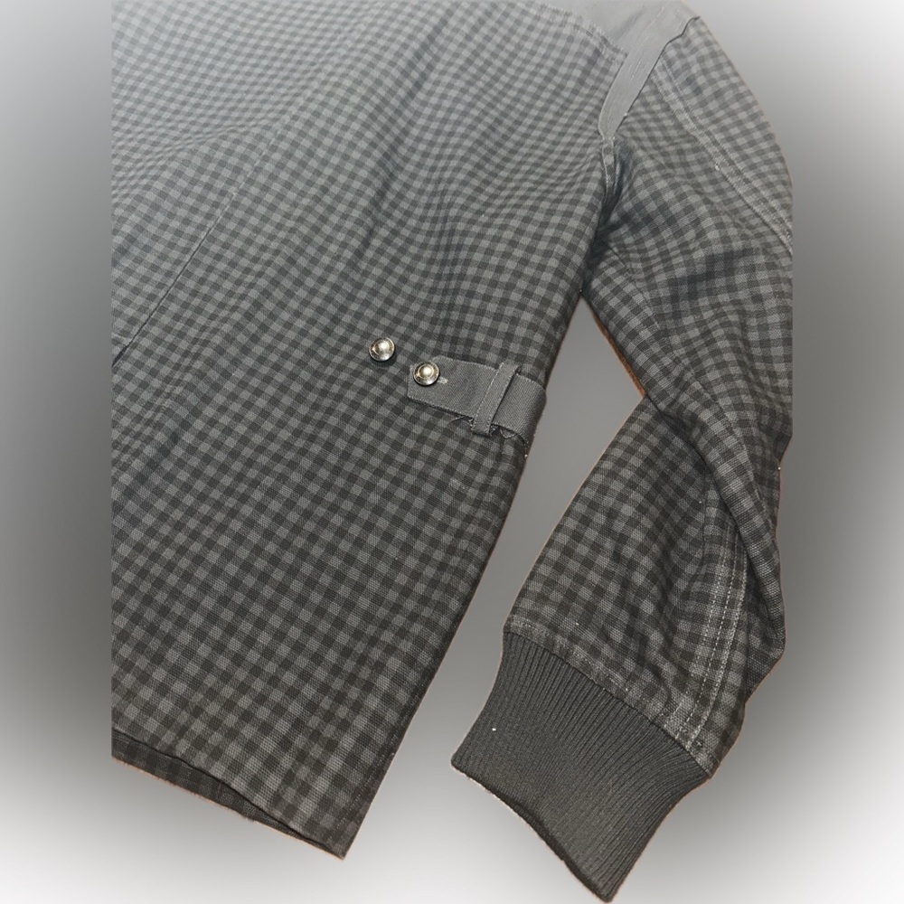 Live Mechanics Canvas Checked Plaid Gray Streetwear Moto Grunge Stud Coat 2XL - Picture 9 of 16